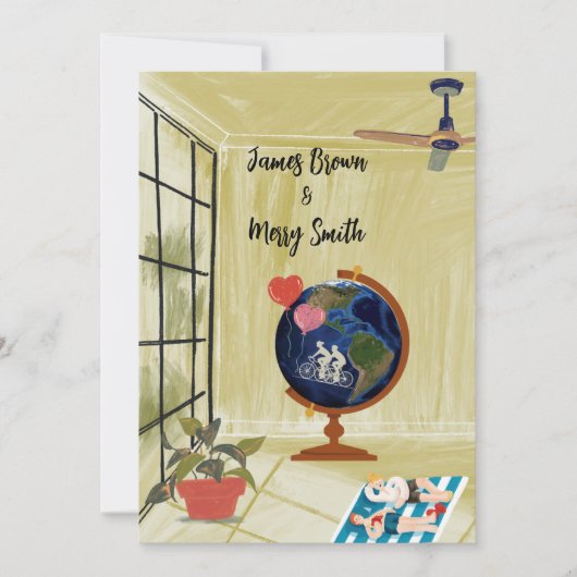 Love's Vision: Dromen rond de Aarde Bruiloft Kaart (Voorkant)