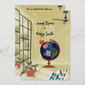 Love's Vision: Dromen rond de Aarde Bruiloft Kaart (Voorkant / Achterkant)