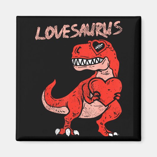 Lovesaurus Trex Dinosaur Heart Cute Valentines Day Magneet (Voorkant)