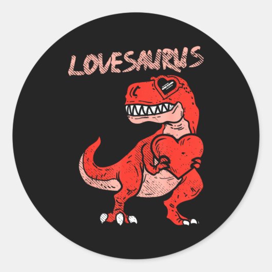 Lovesaurus Trex Dinosaur Heart Cute Valentines Day Ronde Sticker (Voorkant)