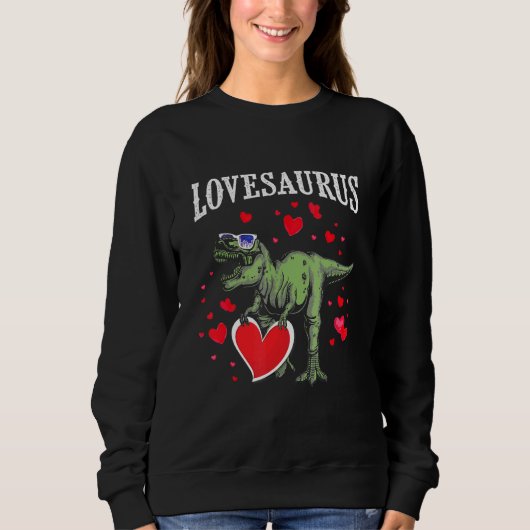 Lovesaurus Valentijnsdag T Rex Dinosaur Boys Kinde Trui (Voorkant)