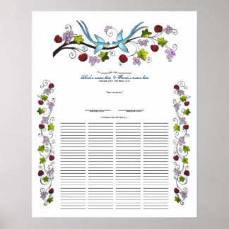 Lovevogels, 120 gasten Quaker Wedding Certiicate Poster