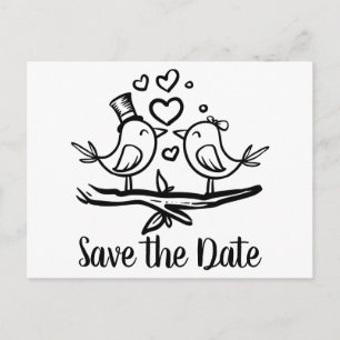 Lovevogels Black White Wedding Save the Date Briefkaart