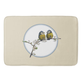 Lovevogels cherry blossom branch retro cirkel beig badmat