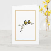 Lovevogels die op een kersenbloesem-tak zitten kaart (Gele Bloem)