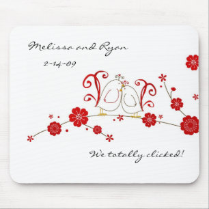 Lovevogels en Cherry Blossom Muismat