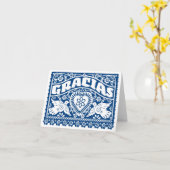 Lovevogels Papel Picado Note Kaart Navy (Gele Bloem)