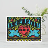 Lovevogels Papel Picado Weddenschap Kaart (Staand voorkant)