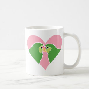 Lovevogels Roze Heart Green Parrots Clipart Koffiemok