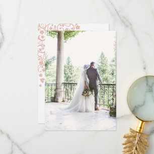 Lovevogels Secret Garden Blush Floral Photo Weddin Bedankkaart
