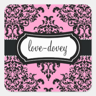 Lovey Dovey Damask Sticker Pink