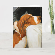 Loving Basset Hound Dog Art Wenskaart
