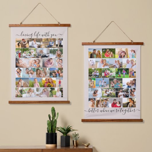 Loving Life Together 48 Photo Masonry Grid Beige Hangend Wandkleed (Asymmetrisch)