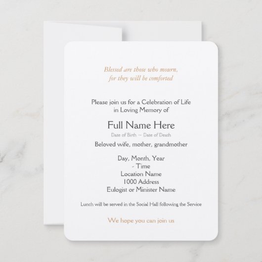 Loving Memory Roos 3 Begrafenisaankondiging Kaart (Achterkant)