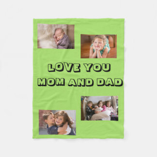 Loving Mom Dad 4 foto's Sans Serif Font Fleece Deken