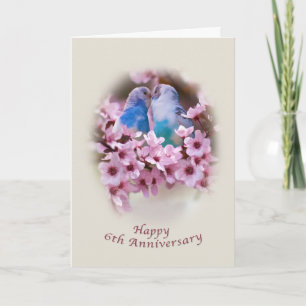 Loving Parakeets Carte du 6e anniversaire