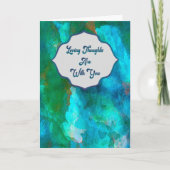 Loving Thoughts — Teal Watercolor Sympathy Card Kaart (Voorkant)