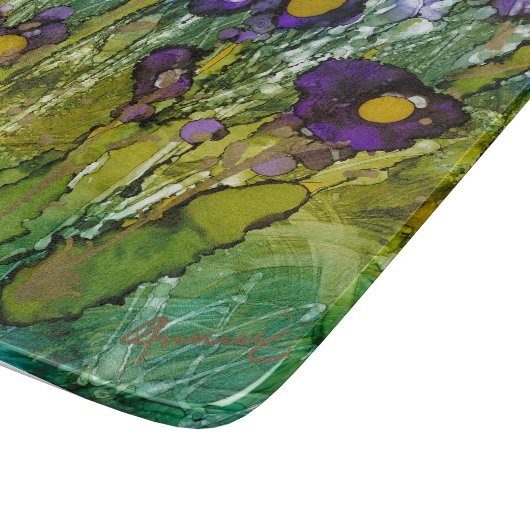 Lovitude Purple & Gold Irises Planche à découper e (Coin)