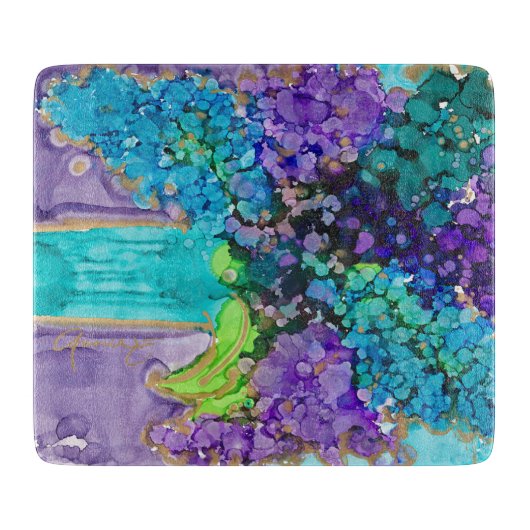 Lovitude Violet & Aqua Glass Cutting Board Snijplank (Voorkant)