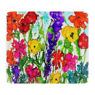 Lovitude Wildflowers Glass Cutting Board Snijplank