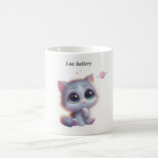 Low Battery Cat Meme Mug (Centre)