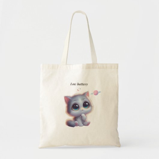 Low Battery Cat Meme Tote Bag (Devant)