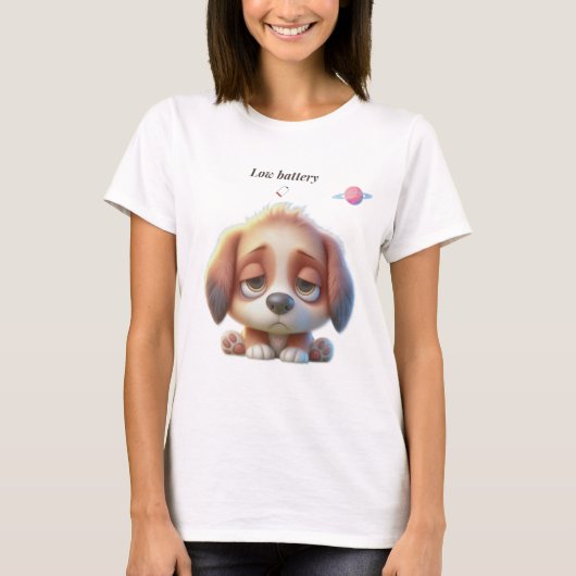 Low Battery Dog T-Shirt (Voorkant)