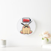 Low Battery Mood – Grappige Comic Doodle Ronde Klok (Huis)