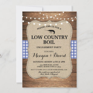 Low Country Boil Engagement Party Blauw vinkje Kaart