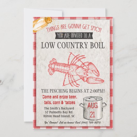 Low Country Seafood Boil Invitation Kaart (Voorkant)