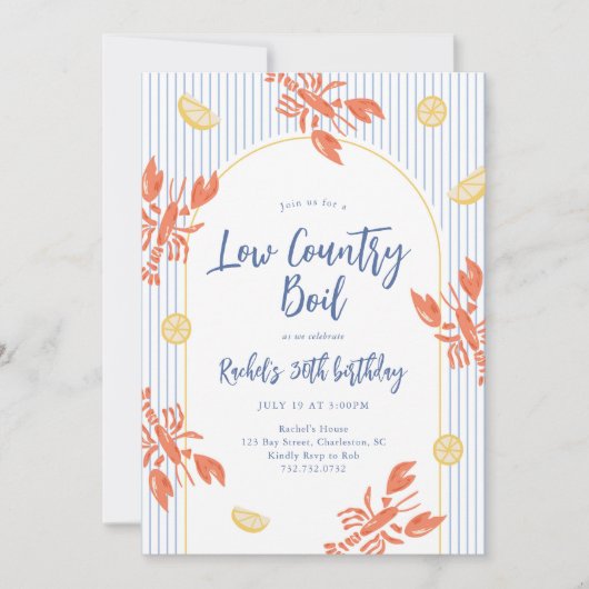 Low Country Seafood Boil-schelp uitnodiging (Voorkant)