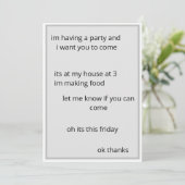 Low effort sarcastic satire party invitation kaart (Staand voorkant)