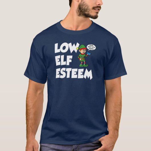 Low Elf Esteem Kerstfeestdag Funny T-shirt (Voorkant)