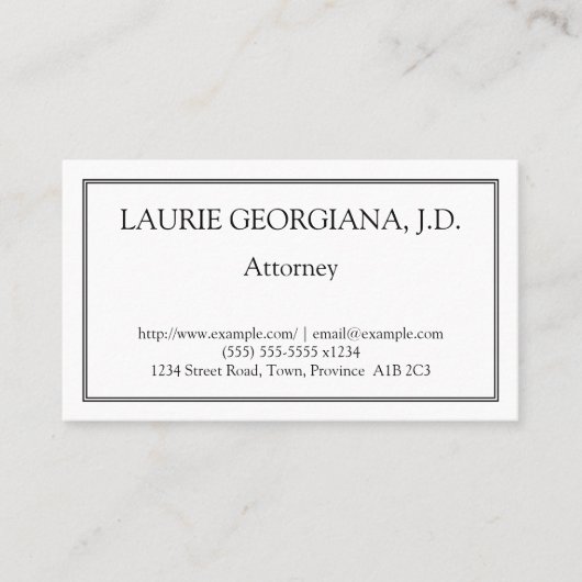 Low-Key en Plain Attorney Visitekaartje (Voorkant)