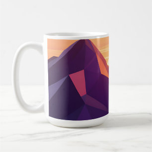 Low Poly Bergzonsondergang Geometrisch Koffiemok