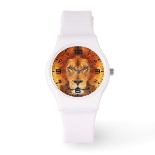 Low Poly Lion Face-65764 Horloge