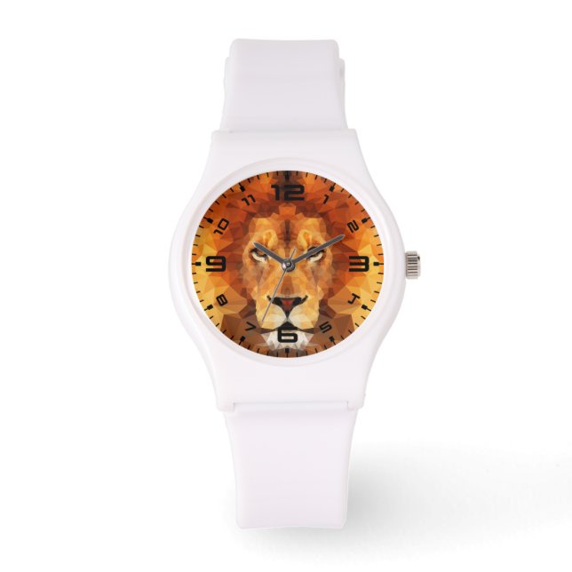 Low Poly Lion Face-65764 Horloge (Voorkant)