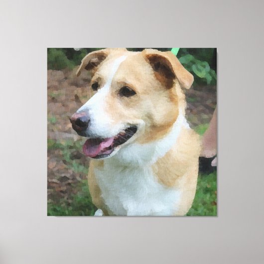 Low-Poly Shelter Hond aan de lijn Canvas Afdruk (Voorkant)