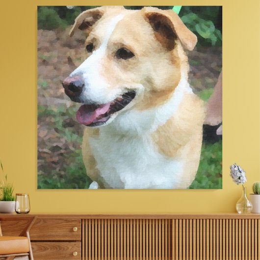 Low-Poly Shelter Hond aan de lijn Canvas Afdruk (Insitu (Woonkamer))