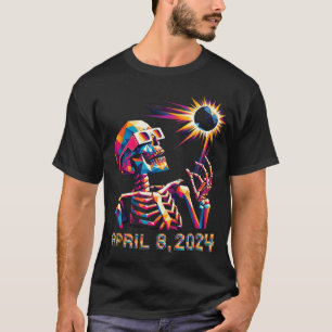 Low Poly Total Eclipse 8 april 2024 Skelet T-shirt