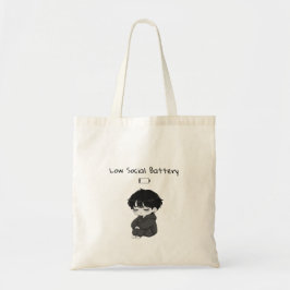 Low Social Battery Relatable Chibi Boy Tote Bag