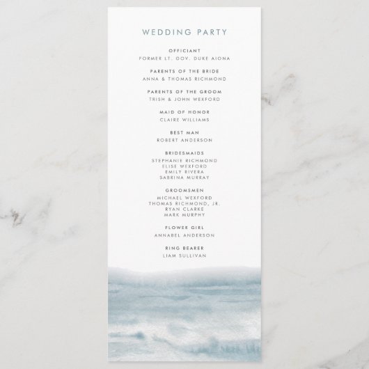 Low Tide Coastal Waterverf Wedding Programma (Achterkant)