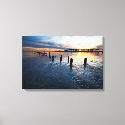 Low Tide Sunset - Mississippi Golfkust Canvas Afdruk (Voorkant)