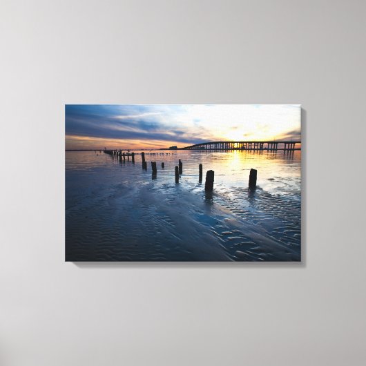 Low Tide Sunset - Mississippi Golfkust Canvas Afdruk (Voorkant)