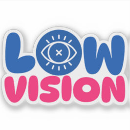 Low Vision - blue and pink Sticker