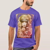 Lowbrow gezichten en bloemen ontwerp t-shirt (Voorkant)