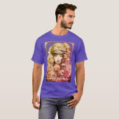 Lowbrow gezichten en bloemen ontwerp t-shirt (Voorkant volledig)