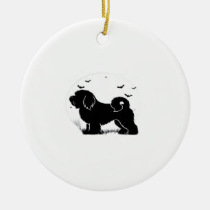 Lowchen-hond � Halloween-maan Silhouette Klassiek Keramisch Ornament