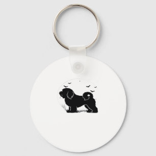Lowchen-hond � Halloween-maansilhouet klassiek T- Sleutelhanger