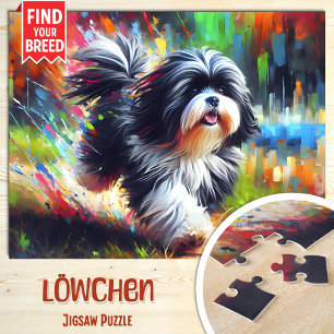 Lowchen Hond Portret Acryl Kunstprint Hond Liefheb Legpuzzel